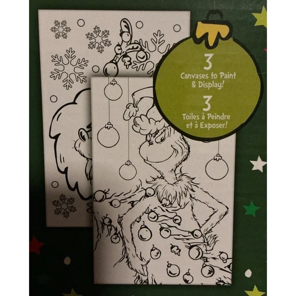 Dr. Seuss The Grinch Canvas Activity Set For Kids, 3‎ Canvases To Paint, NIB
